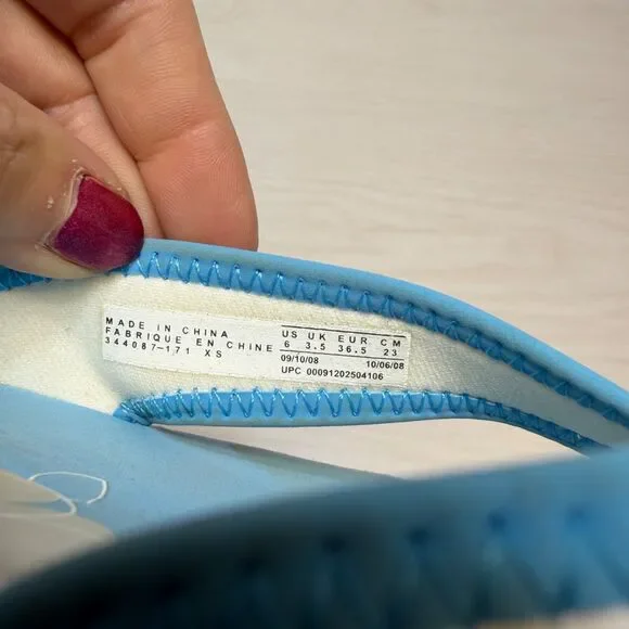 Nike South Beach CELSO Womens 6 Thong Sandal Slip-On Blue White Slide 344087-171 - Picture 10 of 10